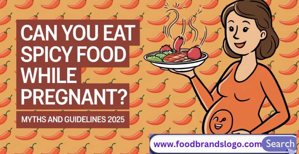 Pregnant woman enjoying a mild spicy meal while smiling at the table, representing safe spicy food choices during pregnancy in 2025.