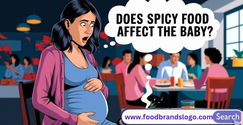 Pregnant woman eating spicy food and wondering if it affects her baby’s health