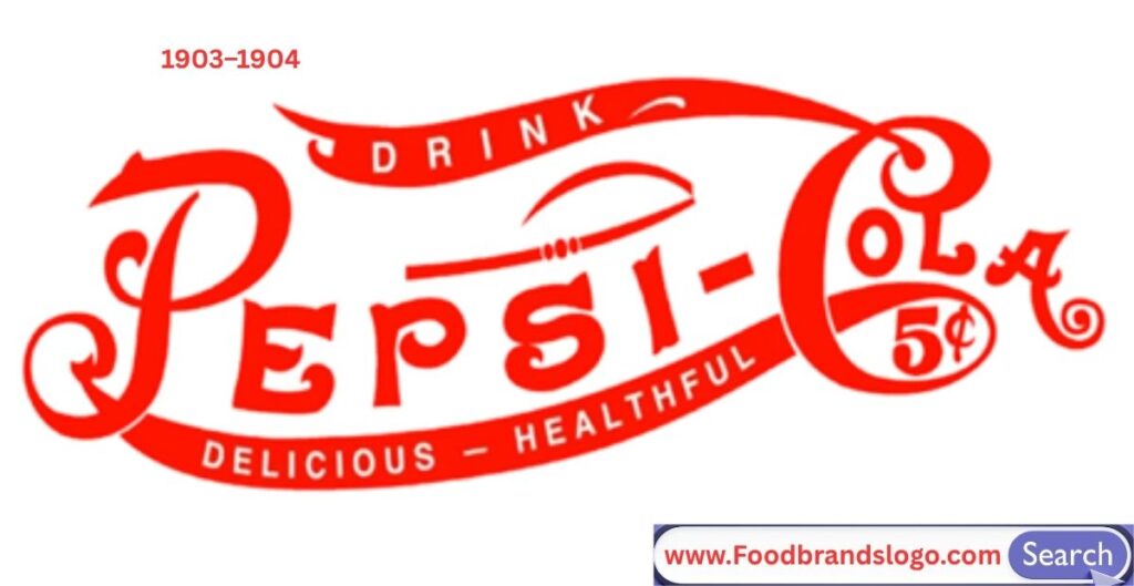 Historic 1903–1904 Pepsi logo in vintage script style showcasing early brand identity