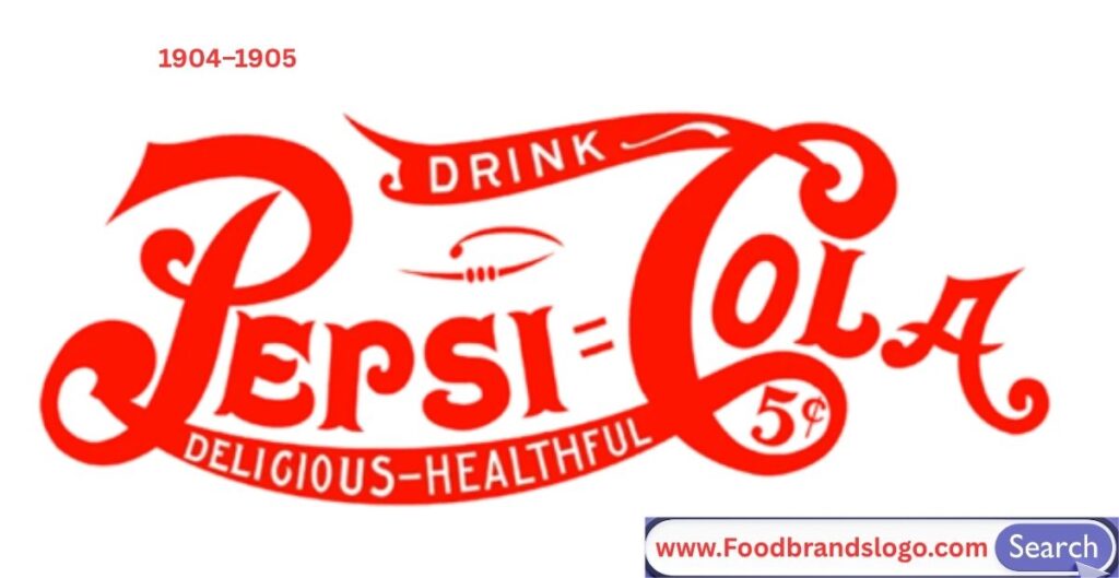 Vintage Pepsi Logo 1904–1905 in Classic Script Typography – Early Pepsi Cola Branding