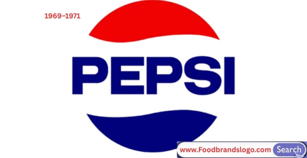 Pepsi logo from 1969 to 1971 featuring the first red, white, and blue globe symbol alongside bold sans-serif typography