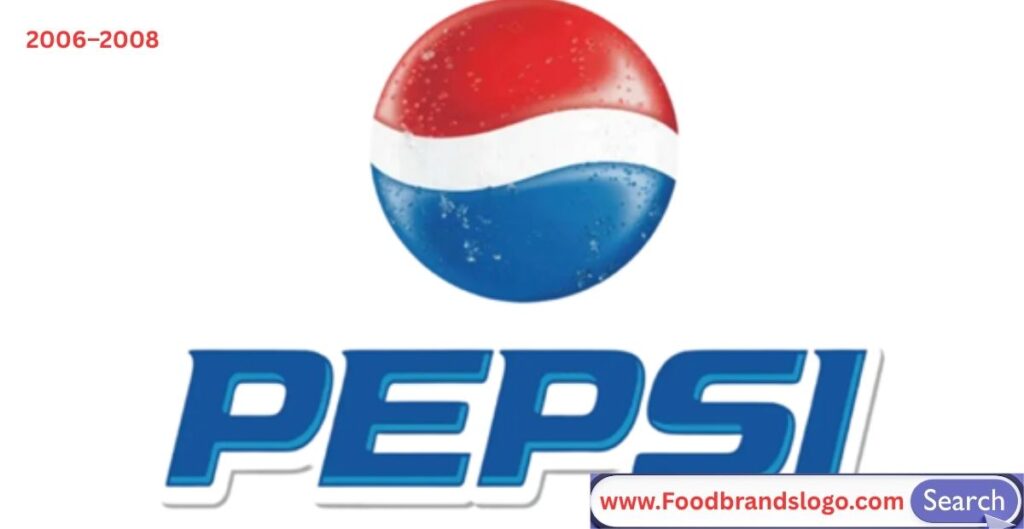 Pepsi logo used from 2006 to 2008 featuring a simplified 3D globe with clean lines and modern typography.