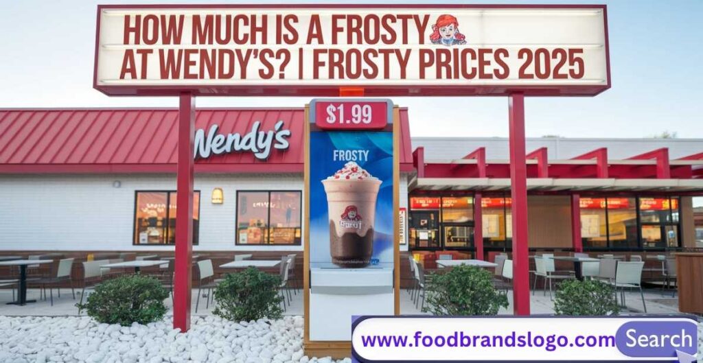 Close-up of a Wendy’s Chocolate Frosty in a branded cup, showing creamy texture and rich chocolate color