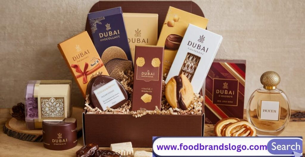 Luxurious Dubai chocolate bar with pistachio layers, gold flakes, and kataifi pastry on elegant packaging, representing premium UAE chocolate gift in 2025